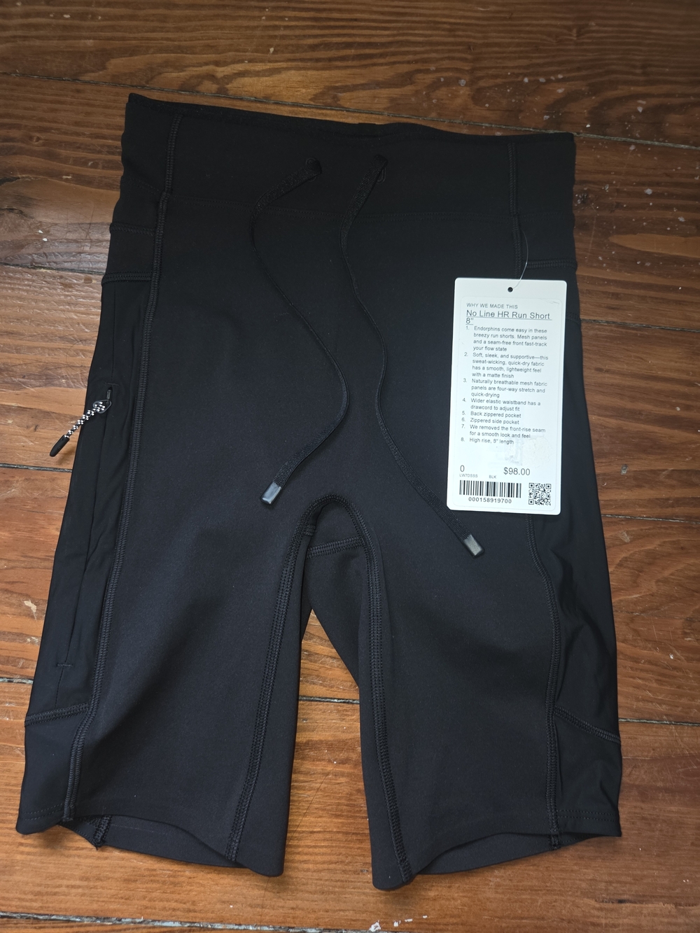 New Women's Lululemon Black No Line Run Short Size 0
